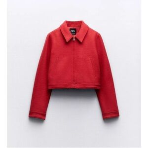 Zara Red Cropped Jacket